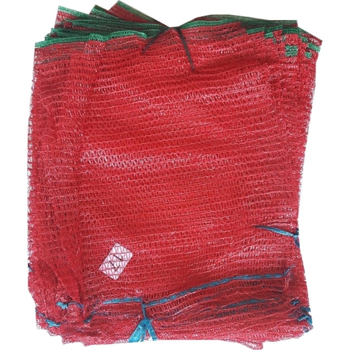 Harlem Hálós zsák készlet, 100 db-os, zöldségekhez, burgonyazsákok, 33x47 cm, piros