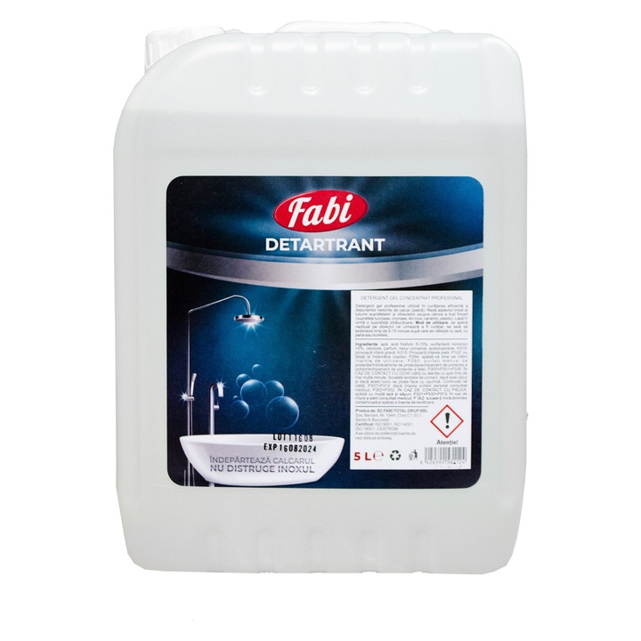 Detartrant toaleta si obiecte sanitare, Fabi, 5L, detergent profesional concentrat, indeparteaza urmele de calcar