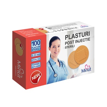Plasturi post injectie Minut rotunzi 22mm, PVC 100buc Plasturi post injectie Minut rotunzi 22mm, PVC 100buc