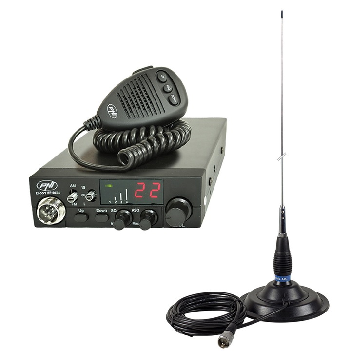 Комплект радиостанция CB PNI ESCORT HP 8024 ASQ + Aнтена CB PNI ML145