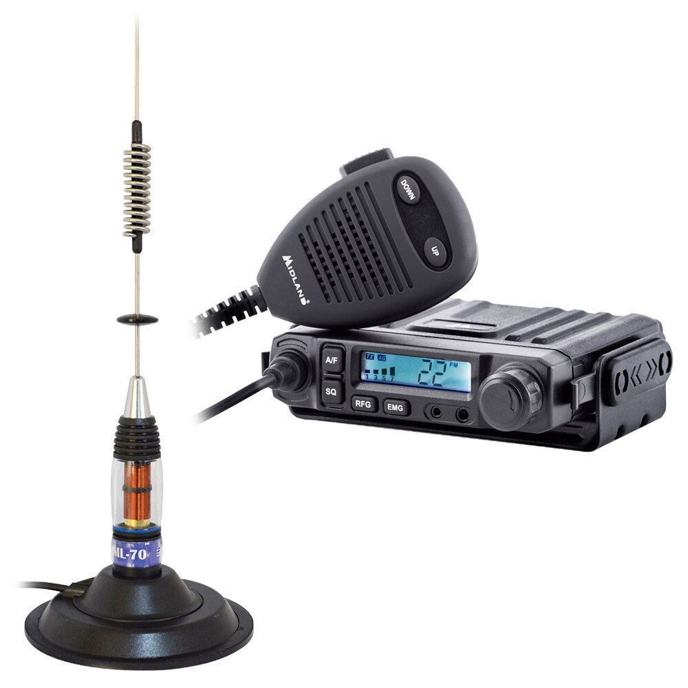 Kit Statie radio CB Midland M-MINI + Antena PNI ML70 lungime 70cm cu magnet  145mm - eMAG.ro