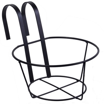 Suport suspendabil rotund pentru ghivece, 20x18 cm, Fier, Negru Suport suspendabil rotund pentru ghivece, 20x18 cm, Fier, Negru