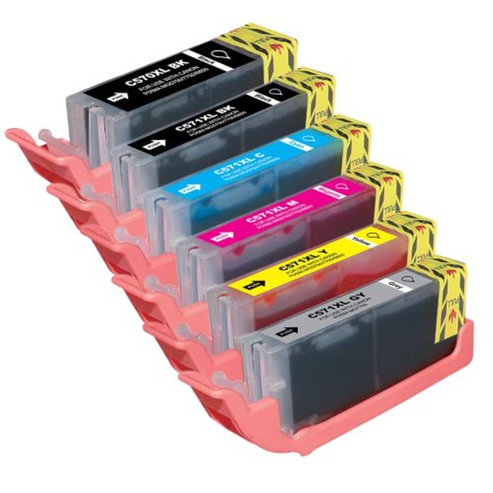 PowerPrint 6 darabos tintapatron készlet, Canon kompatibilis, Canon PGI-570XL BK CLI-571XL BK CLI-571XL Cyan CLI-571XL Magenta CLI-571XL Yellow CLI-571XL Grey