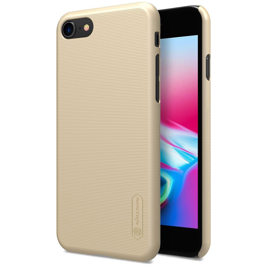 Husa de protectie originala Nillkin Frosted iPhone 8 Plus, Gold Folie protectie sticla Asahi Japonia, Joyshell