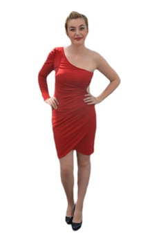 Rochie de seara indrazneata, scurta, pe un umar,D&J Exclusive, Rosu Rochie de seara indrazneata, scurta, pe un umar,D&J Exclusive, Rosu