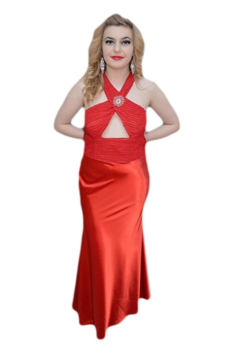 Rochie deosebita de gala, detalii argintii, D&J Exclusive, Rosu