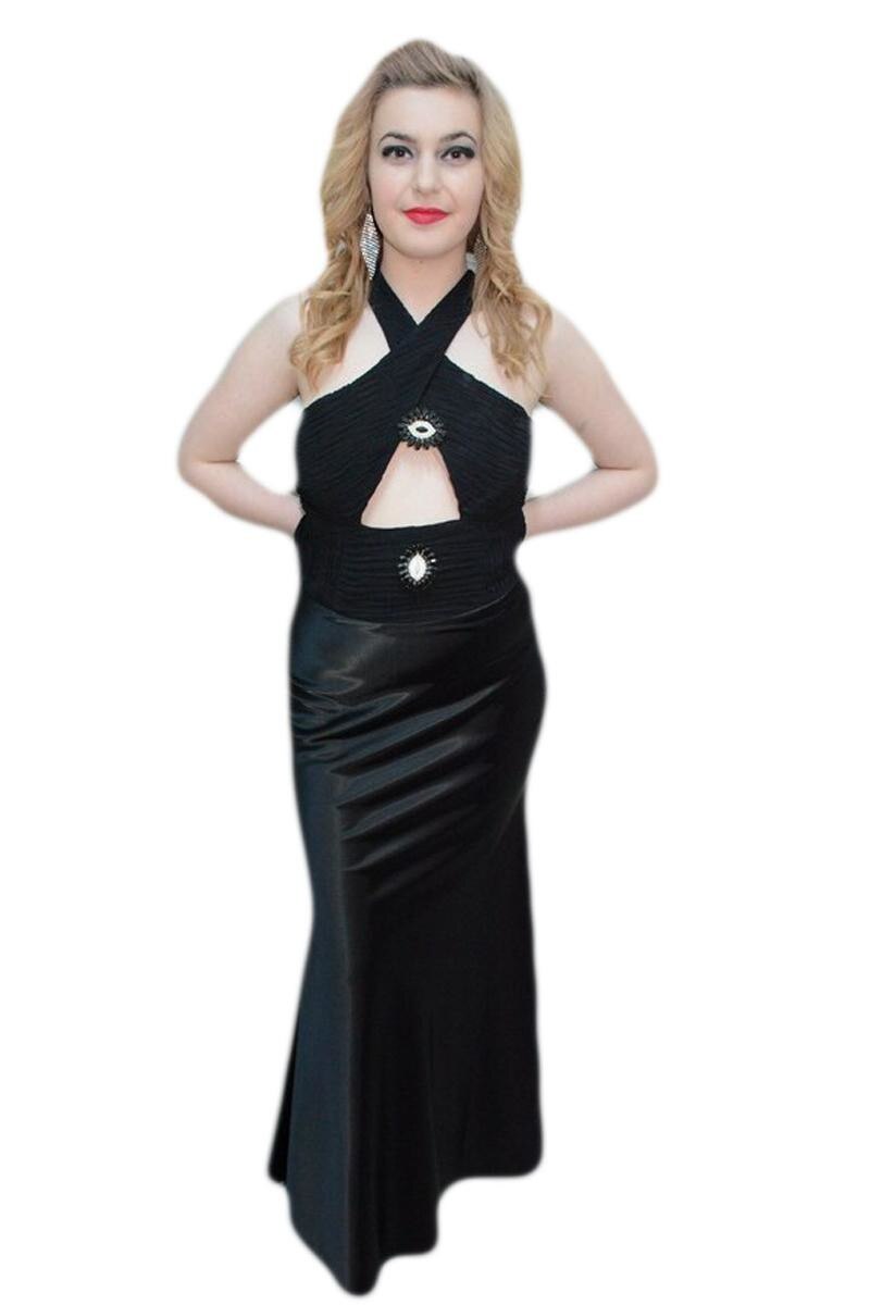 Rochie deosebita de gala, detalii argintii, D&J Exclusive, Negru