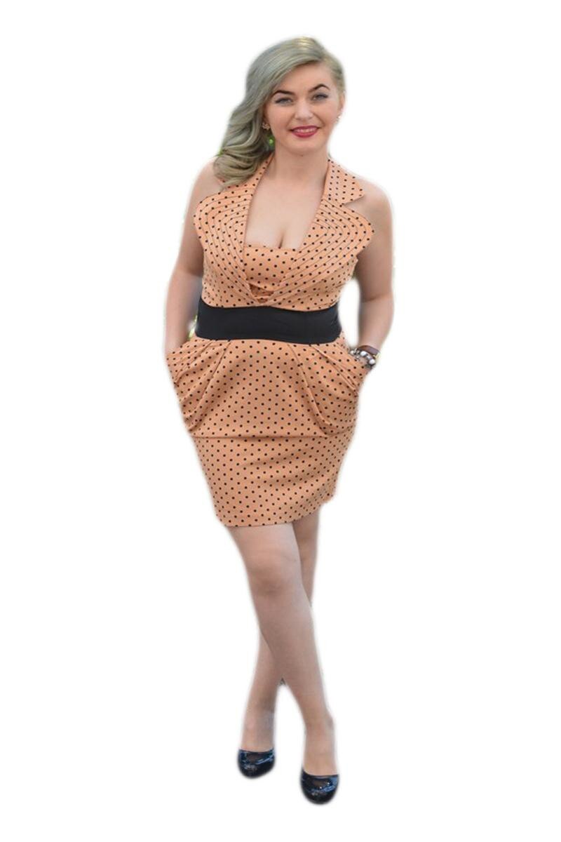 Rochie cu panglica alba in talie si fundita in spate, D&J Exclusive, Portocaliu