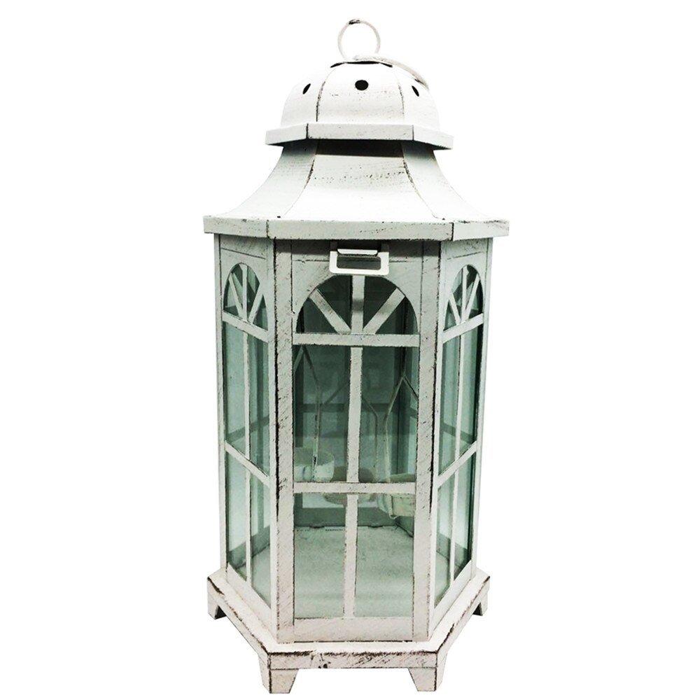 Felinar decorativ Pearce, metal, alb, dimensiuni 72x34 cm