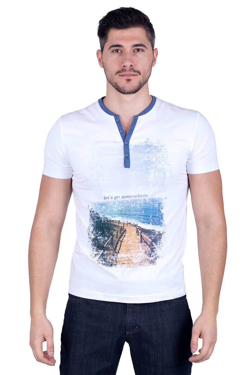 Tricou pentru barbati STYLER, model 96305, alb, Alb, 2XL