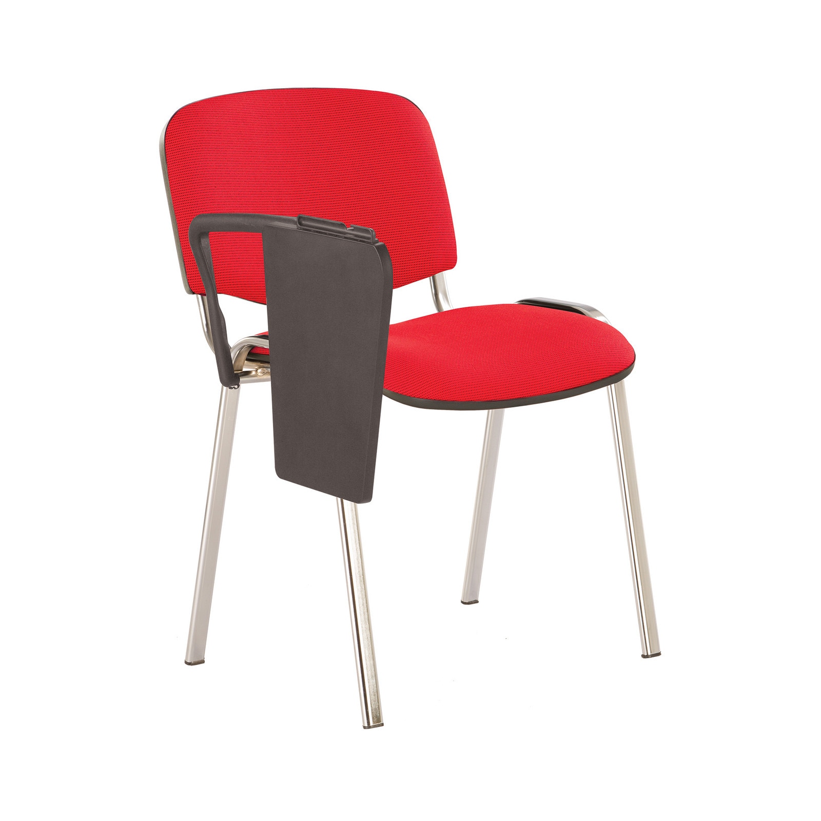 Scaun vizitator ISO CHROME cu masuta, Rosu-negru stofa cagliari