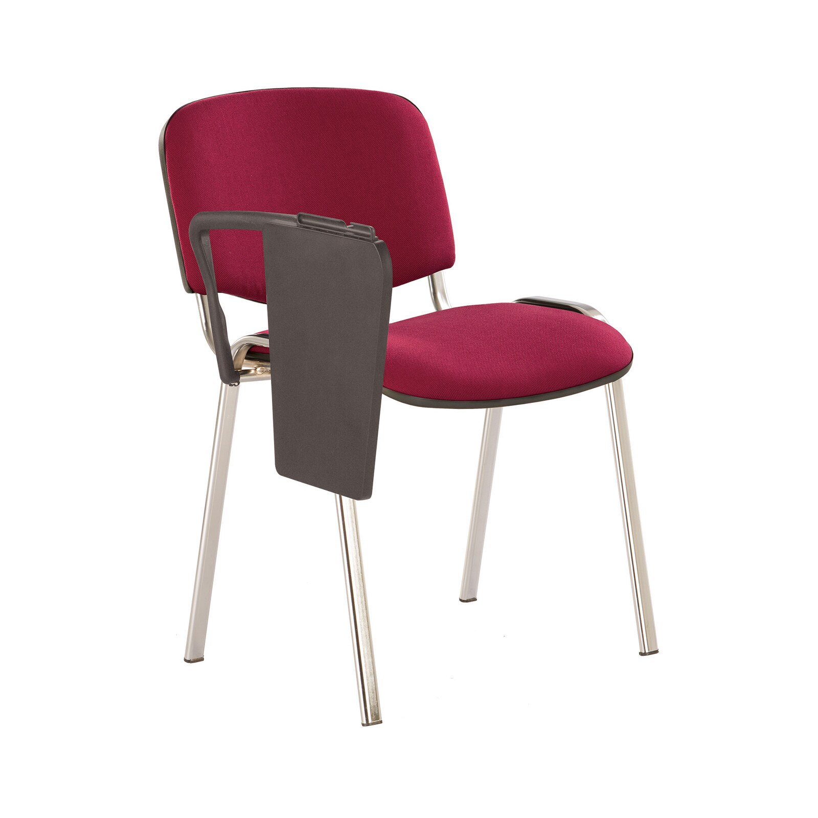 Scaun vizitator ISO CHROME cu masuta, Bordo stofa cagliari