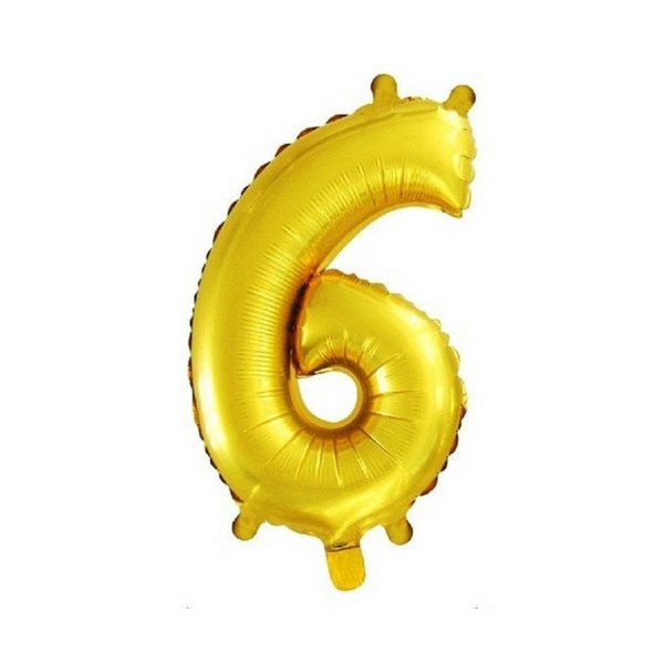 Balon folie cifra 6 auriu, 41 cm