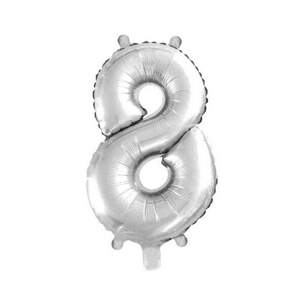 Balon folie cifra 8 argintiu, 46.5 cm