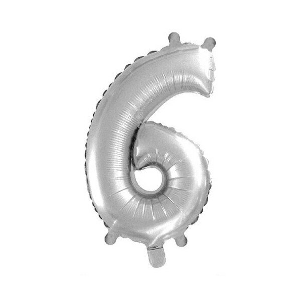 Balon folie cifra 6 argintiu, 45 cm
