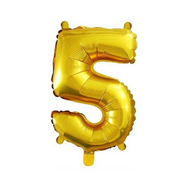 Balon folie cifra 5 auriu, 41 cm