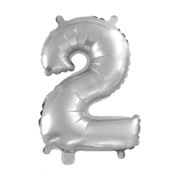 Balon folie cifra 2 argintiu, 41 cm