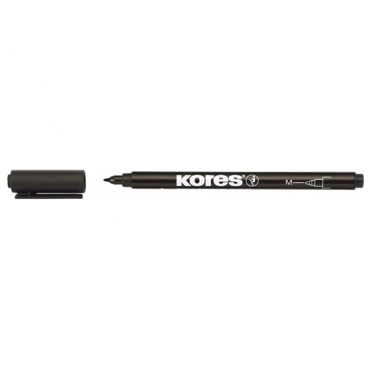 Marker Permanent Kores, Varf Rotund, 1 mm, Negru