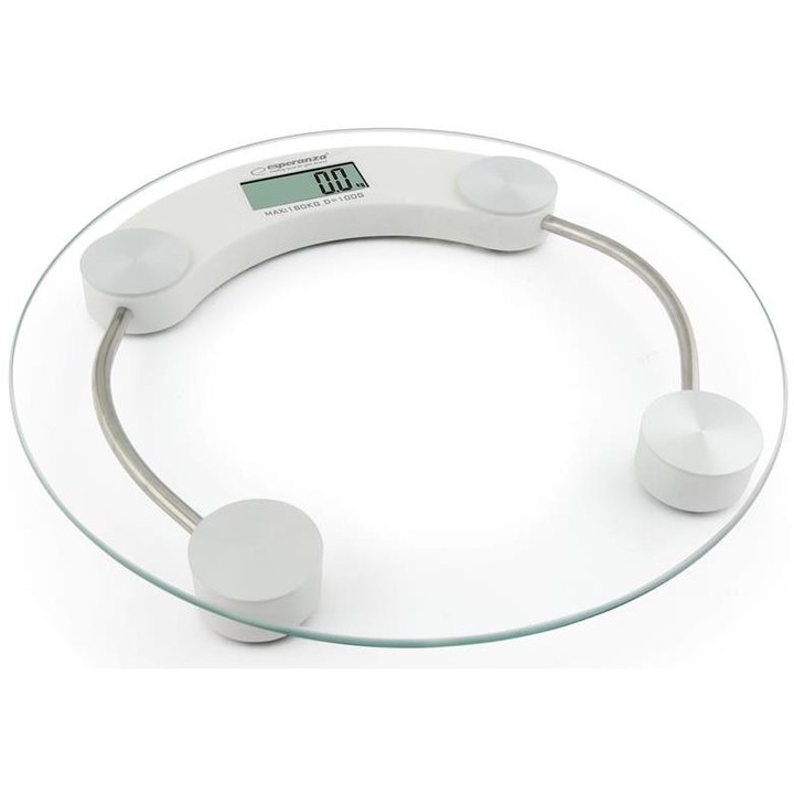 Cantar electronic de persoane Esperanza EBS007W, 180kg, Sticla securizata, Transparent
