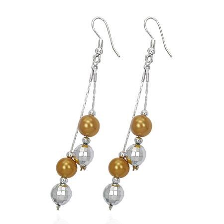 Cercei fantezie cu margele maro si argintii Maro - BeSpecial
