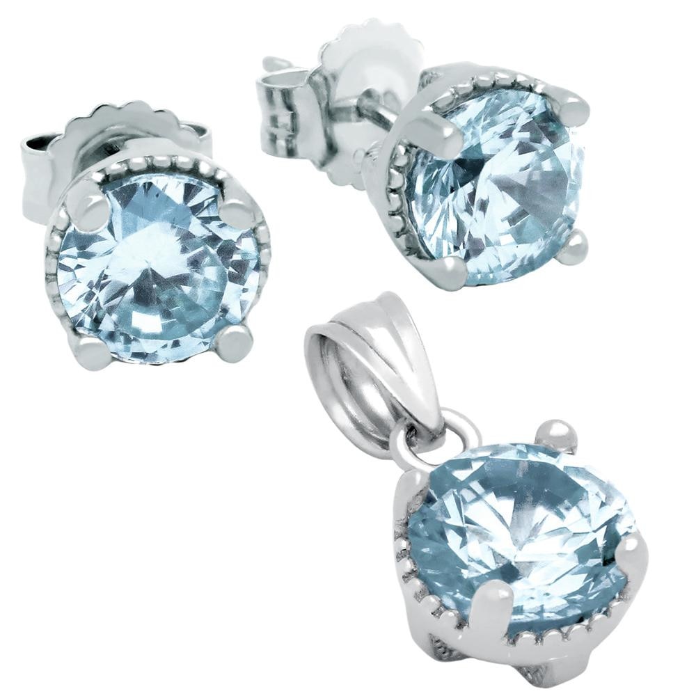 Set elegant din argint 925 cu zirconii bleu - BeSpecial Albastru