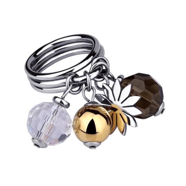 Inel elegant otel inox placat cu aur 5019