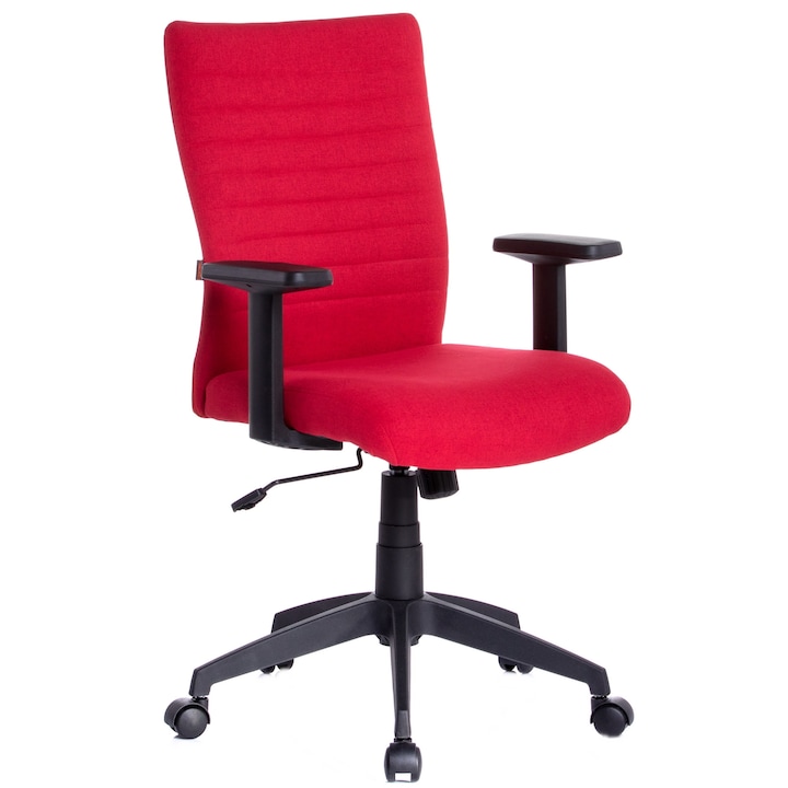QMOBILI LIMBO BR Piros ergonomikus irodai szék, szövet, állítható deréktámasz, PP csillagláb, PP karfa