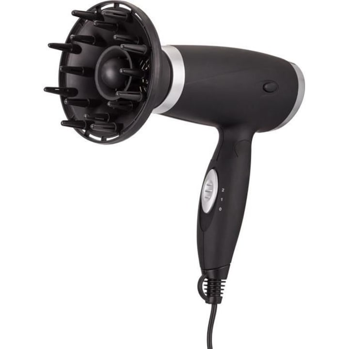 MPM Hajszárító, 2 Fokozat, Összecsukható, 1200-1400 W, Fekete