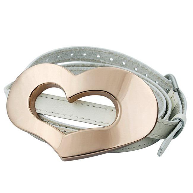 Bratara piele naturala si otel in forma de inimioara - BeSpecial 3060, 60, Auriu