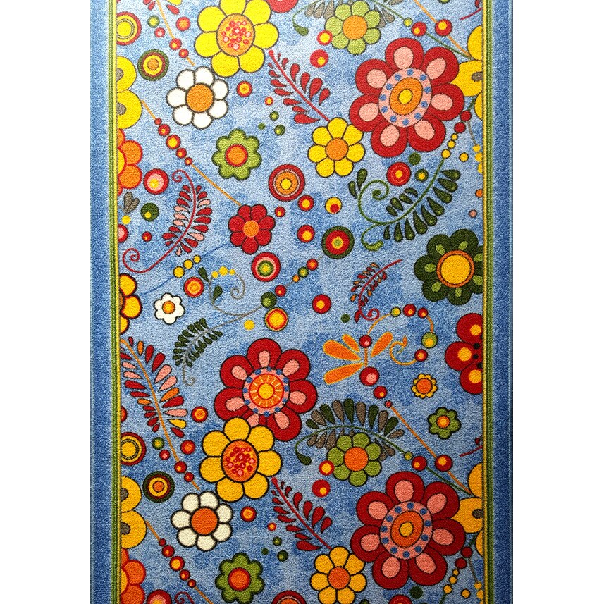 Traversa Flori, Albastru, 100x700 cm, 820 gr/mp, 1x7 m Albastru 100.00000000x700.00000000