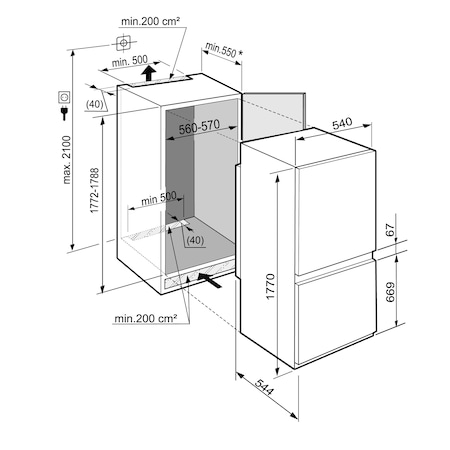 Combina frigorifica incorporabila Liebherr Comfort ICUS 3324, 274 l, Clasa A++, Iluminare LED, VarioSpace, H 178 cm
