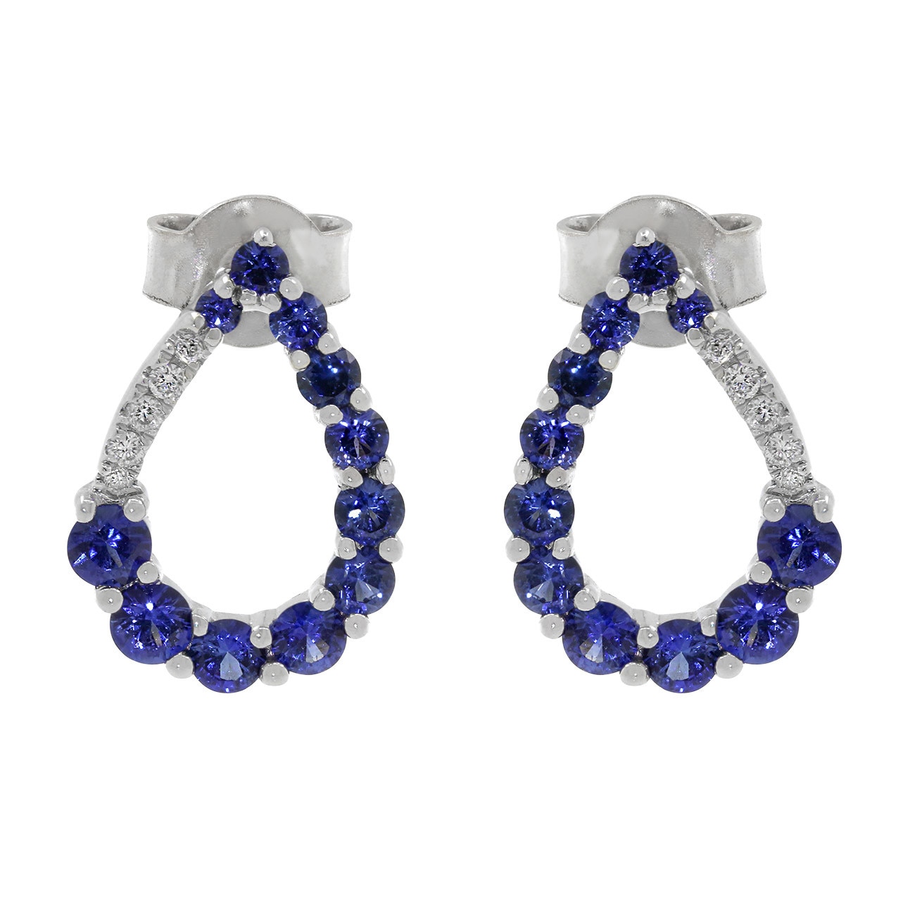 Cercei realizati din aur alb de 14k cu diamante si safire Ilex Gold