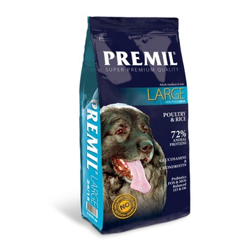 Hrana completa pentru caini adulti de talie medie si mare, Premil Large, - 15 Kg Hrana completa pentru caini adulti de talie medie si mare, Premil Large, - 15 Kg