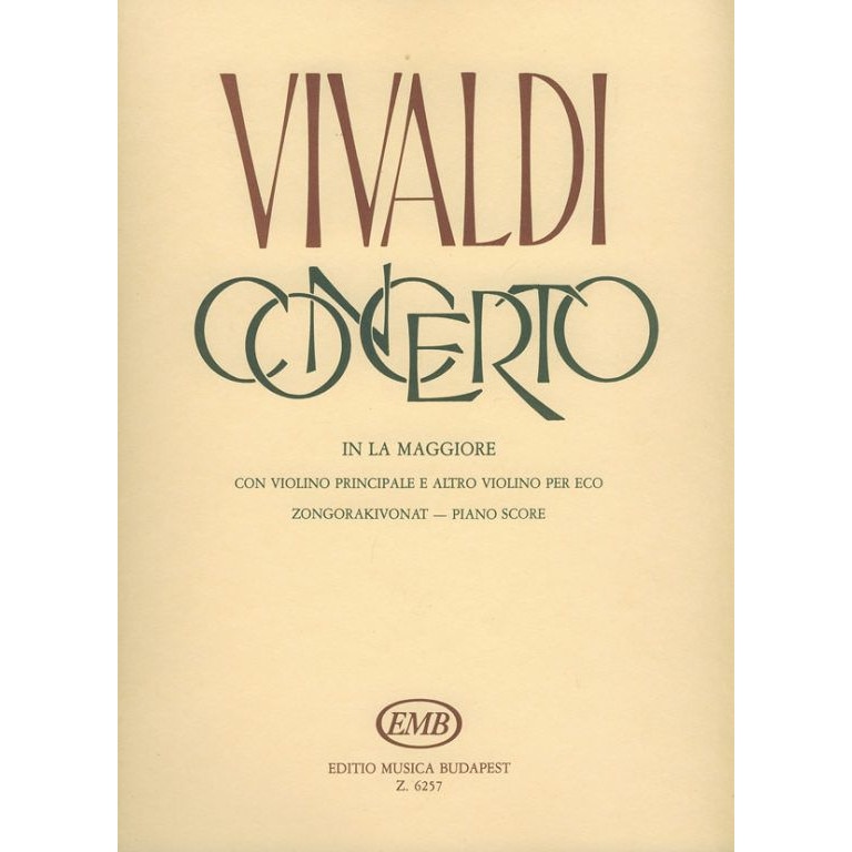 Vivaldi, Antonio: Concerto in la maggiore con violino principale e altro violino per eco, RV 552 piano score
