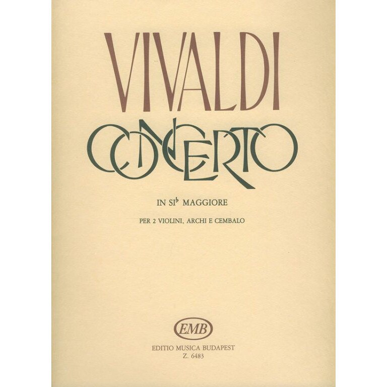Vivaldi, Antonio: Concerto in sib maggiore per 2 violini, archi e cembalo RV 524 (F. I. No. 40, P.V. 390) piano score
