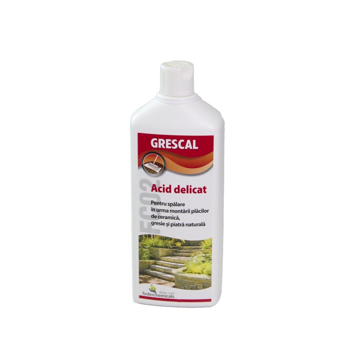 Detergent concentrat, acid delicat, pentru spalare in urma montarii placilor de ceramica, gresie si piatra naturala, GRESCAL, 1L