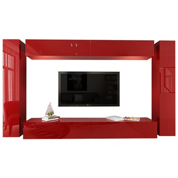 Set Mobila Living Modular Quadro 6, MDF Lucios, Bordo, Dimensiune 320 cm Set Mobila Living Modular Quadro 6, MDF Lucios, Bordo, Dimensiune 320 cm