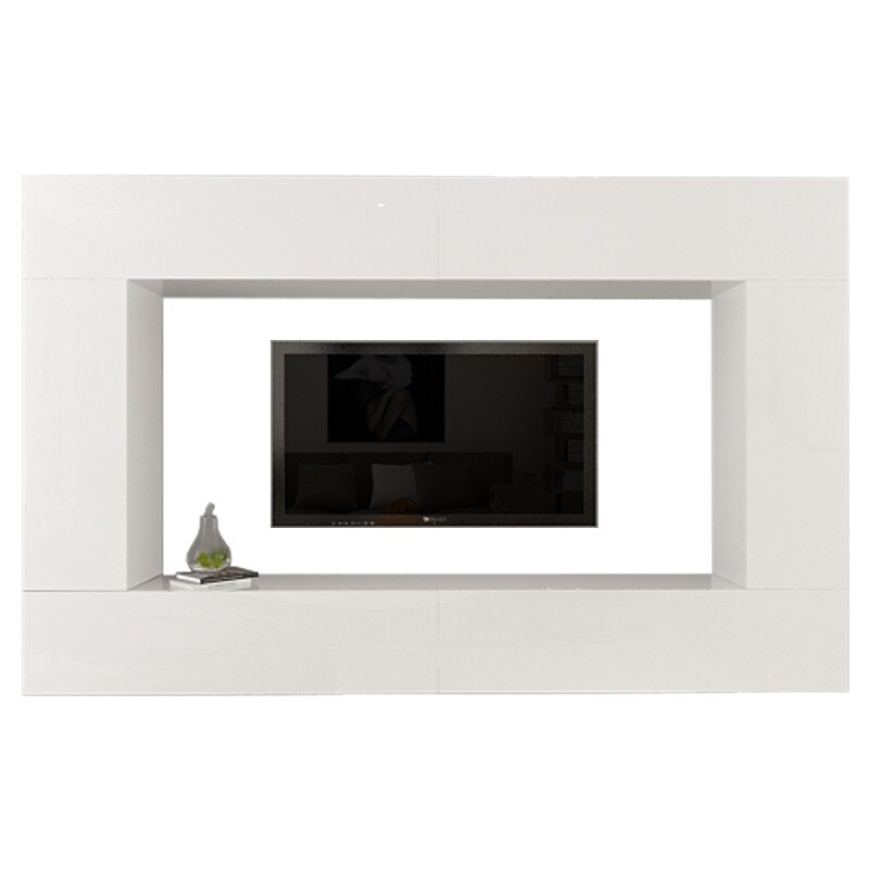 Set Mobila Living Modular Quadro 8, MDF Lucios, Alb, Dimensiune 240 cm