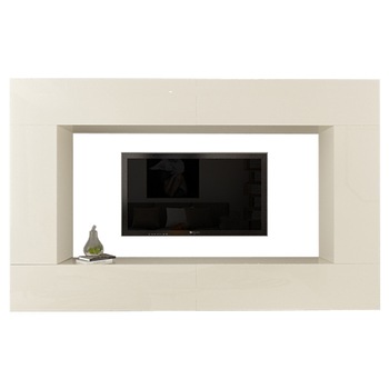Set Mobila Living Modular Quadro 8, MDF Lucios, Crem, Dimensiune 240 cm Set Mobila Living Modular Quadro 8, MDF Lucios, Crem, Dimensiune 240 cm