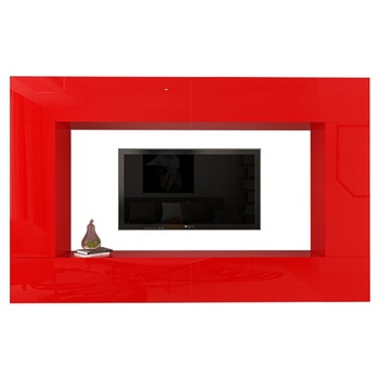 Set Mobila Living Modular Quadro 8, MDF Lucios, Rosu, Dimensiune 240 cm Set Mobila Living Modular Quadro 8, MDF Lucios, Rosu, Dimensiune 240 cm