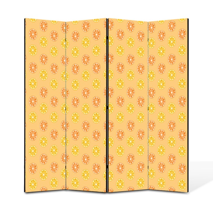 Paravan de Camera ArtDeco din 4 Panouri Felii de portocale 140 x 150 cm