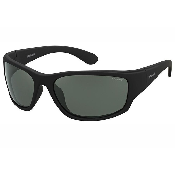 Polaroid, Ochelari de soare wrap polarizati, Bleumarinsdazx, 63-17-123 Standard, Negru