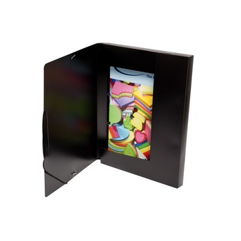 Mapa A4 plastic lata cu elastic 10mm negru Mapa A4 plastic lata cu elastic 10mm negru