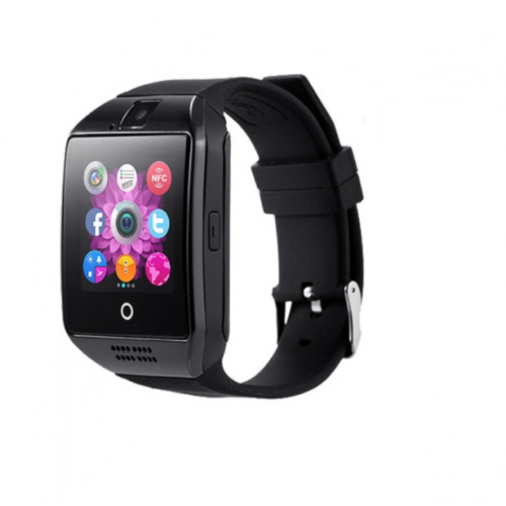 Смарт часовник Q18, Bluetooth, Камера, Слот за SIM карта, Black