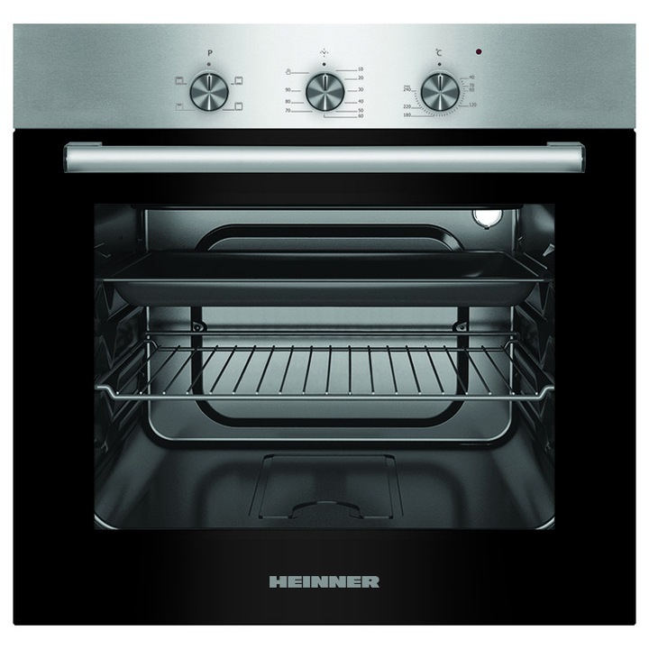 Pachet Cuptor incorporabil Heinner HBO-S624LTG-IX, Electric, 62 l, 4 functii, Grill, Clasa A, Inox + Cafetiera Heinner HCM-750BK, 750W, 1.25L