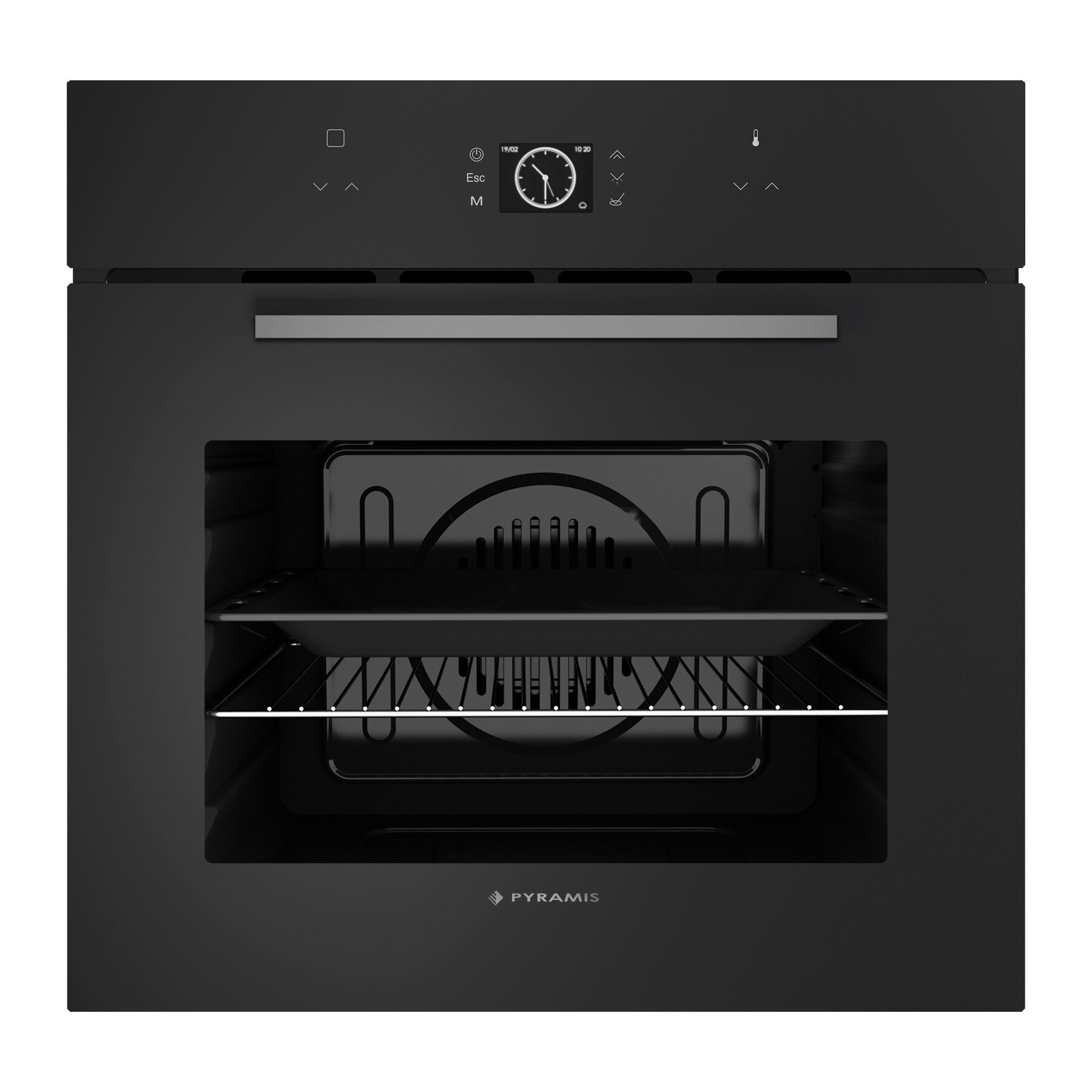 Cuptor electric Pyramis 60IN 2250, 11 functii, 15 moduri presetate, touch control, timer electronic automat, clasa A, sticla neagra