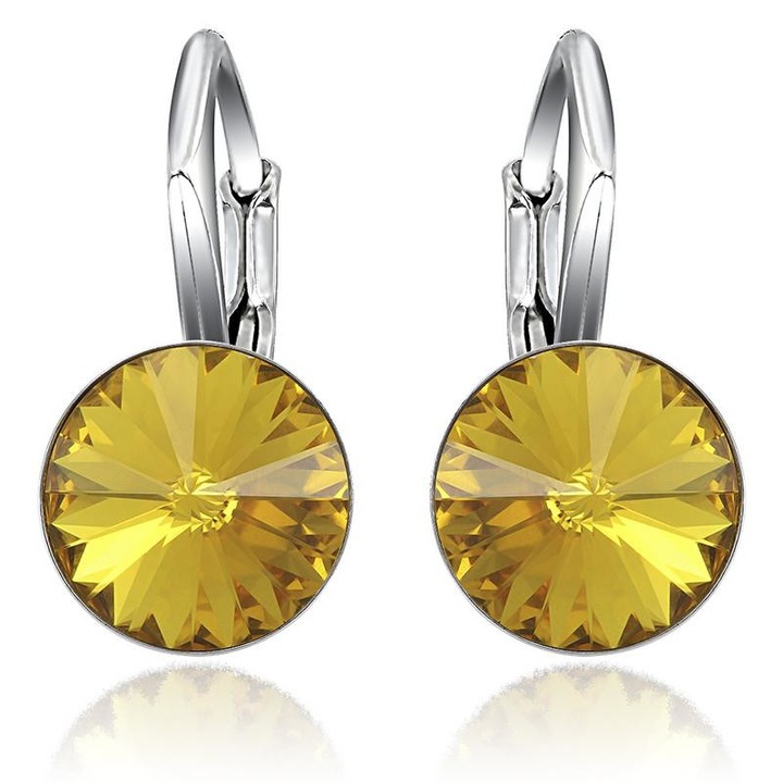 e-Crystal - 925 ezüst ródiumozott leverback fülbevaló® Rivoli 8mm Sunflower kristályal