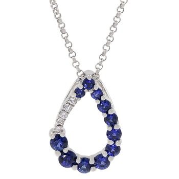 Lant realizat din aur alb de 14k cu safire si diamante Ilex Gold Lant realizat din aur alb de 14k cu safire si diamante Ilex Gold