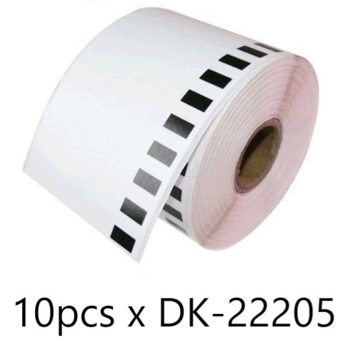Комплект етикети на ролки HARMONY Съвместим с white BROTHER DK22205 P-Touch QL1000 1050 1060,500,560,570,580,650,720, 62mmX30.48m