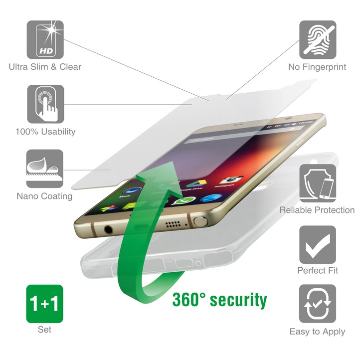 Силиконов кейс 4smarts 360° Protection Set за дисплея на LG V10, Прозрачен